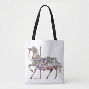 Winter Draaimolen Paard Boodschappentas Tote Bag