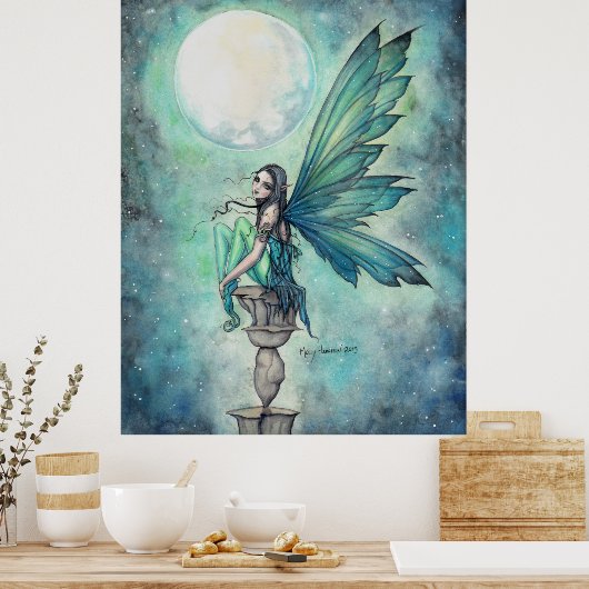 Winter Dream Fairy Fantasy Art Waterverf Acryl Poster (Keuken)