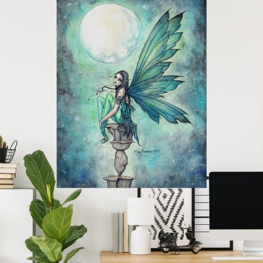 Winter Dream Fairy Fantasy Art Waterverf Acryl Poster (Thuiskantoor)