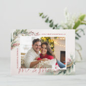 Winter Dream Greenery Foto Eerste Kerst Mr Mrs. Feestdagenkaart (Staand voorkant)