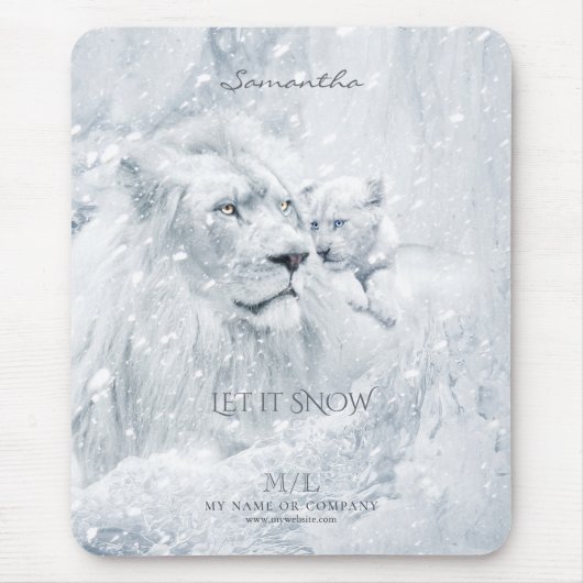 Winter Dreams, White Lion Father & Cub op Ice - Muismat (Voorkant)
