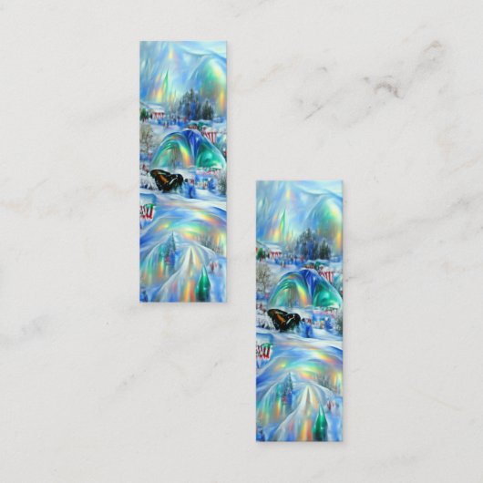 Winter Dreamscape Bladwijzer Mini Visitekaartje (Voorkant / Achterkant)