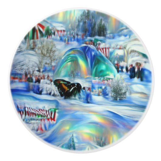 Winter Dreamscape Keramische Knop (Voorkant)