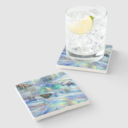 Winter Dreamscape Stenen Onderzetter (Zijkant)