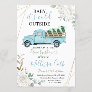 Winter Drive by Baby shower Kaart