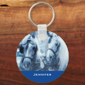 Winter Drivers Foto van het prachtige paardenteam Sleutelhanger (Voorkant)