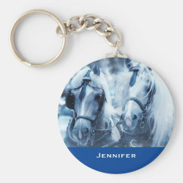 Winter Drivers Foto van het prachtige paardenteam Sleutelhanger