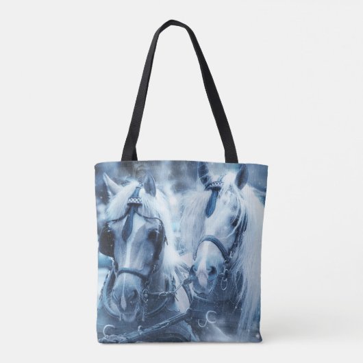 Winter Drivers Foto van het prachtige paardenteam Tote Bag (Achterkant)