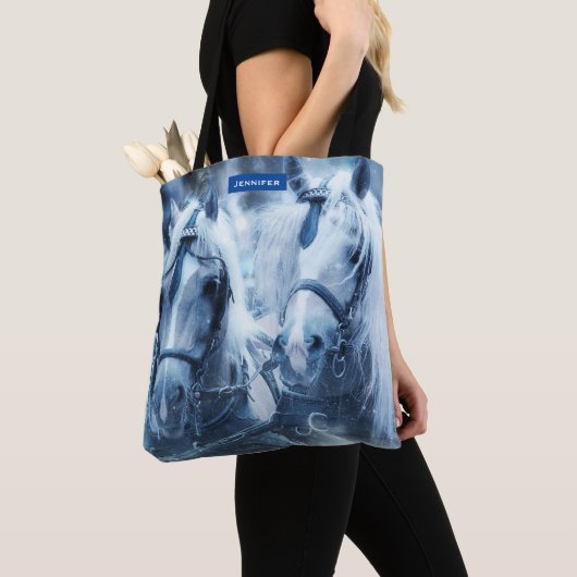 Winter Drivers Foto van het prachtige paardenteam Tote Bag (Dichtbij)