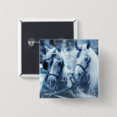 Winter Drivers Foto van het prachtige paardenteam Vierkante Button 5,1 Cm (Voorkant /achterkant)