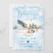 Winter droomblauw Snowflake Sleigh Baby shower Kaart (Voorkant)