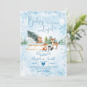 Winter droomblauw Snowflake Sleigh Baby shower Kaart (Staand voorkant)