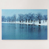 Winter Duck Pond Scene 1014 Piece Puzzle Legpuzzel (Horizontaal)