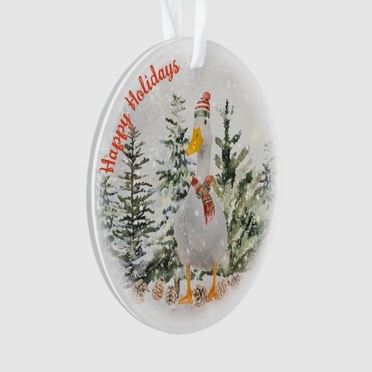Winter Duck Prettige feestdagen Ornament (voorkant)