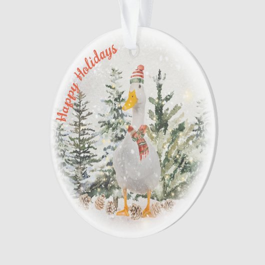 Winter Duck Prettige feestdagen Ornament (voorkant)