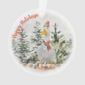 Winter Duck Prettige feestdagen Ornament (voorkant)