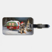 Winter Duitse Herder Caravan Kerstavontuur Bagagelabel (Achterkant horizontaal)