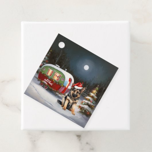 Winter Duitse Herder Caravan Kerstavontuur Bedankjes Labels (In situ)