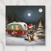 Winter Duitse Herder Caravan Kerstavontuur Bedankjes Labels (Achterkant)