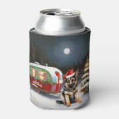 Winter Duitse Herder Caravan Kerstavontuur Blikjeskoeler (Blikje Voorkant)