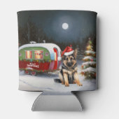 Winter Duitse Herder Caravan Kerstavontuur Blikjeskoeler (Achterkant)