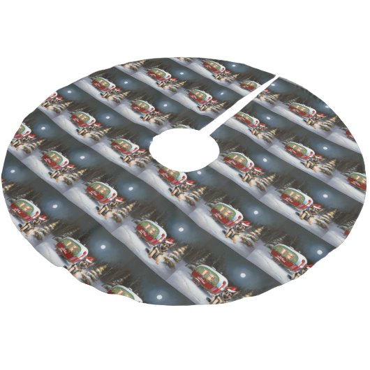 Winter Duitse Herder Caravan Kerstavontuur Kerstboom Rok (Gekanteld)