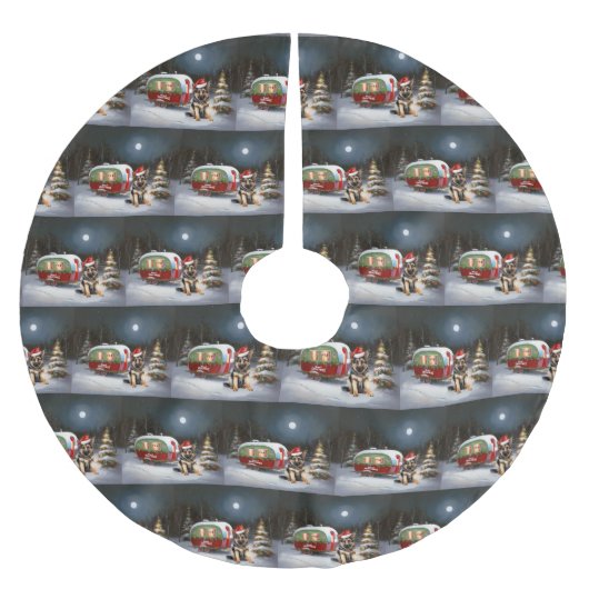 Winter Duitse Herder Caravan Kerstavontuur Kerstboom Rok (Voorkant)