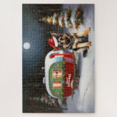 Winter Duitse Herder Caravan Kerstavontuur Legpuzzel (Verticaal)