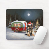 Winter Duitse Herder Caravan Kerstavontuur Muismat (Met muis)