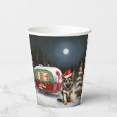 Winter Duitse Herder Caravan Kerstavontuur Papieren Bekers (Achterkant)