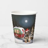 Winter Duitse Herder Caravan Kerstavontuur Papieren Bekers (Voorkant)