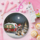 Winter Duitse Herder Caravan Kerstavontuur Papieren Bordje (Feest)