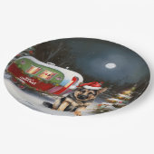 Winter Duitse Herder Caravan Kerstavontuur Papieren Bordje (Gekanteld)