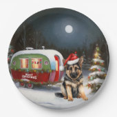 Winter Duitse Herder Caravan Kerstavontuur Papieren Bordje (Voorkant)