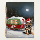 Winter Duitse Herder Caravan Kerstavontuur Planner (Voorkant)