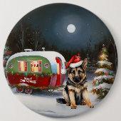 Winter Duitse Herder Caravan Kerstavontuur Ronde Button 6,0 Cm (Voorkant)