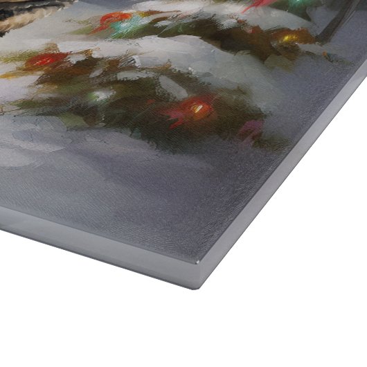 Winter Duitse Herder Caravan Kerstavontuur Snijplank (Hoek)