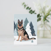 Winter Duitse Herdershond  Briefkaart (Staand voorkant)