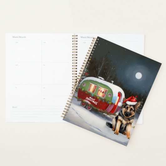 Winter Duitse Herderskaravaan Kerstavontuur Planner (Display)
