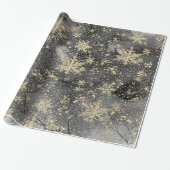 Winter Dusk Gold Berries en Snowflakes Cadeaupapier (Uitgerold)