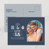 Winter Dusk New Year Retro Modern Blue Photo Feestdagenkaart (Voorkant / Achterkant)