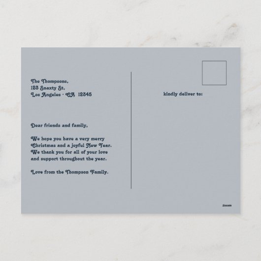 Winter Dusk New Year Retro Modern Blue Photo Feestdagenkaart (Achterkant)