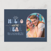 Winter Dusk New Year Retro Modern Blue Photo Feestdagenkaart (Voorkant)