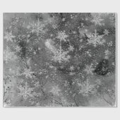 Winter Dusk Night Silver Berries & Snowflakes Cadeaupapier (Vlak)