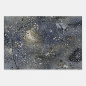 Winter Dusk Night Sky Silver Snowfall Inpakpapier Vel (Voorkant)