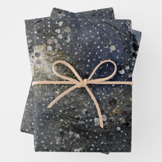 Winter Dusk Night Sky Silver Snowfall Inpakpapier Vel (In situ)