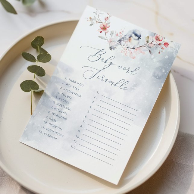 Winter Dusty Blue Baby Word Scramble spel (Creator heeft geüpload)