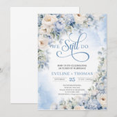 Winter Dusty Blue en Ivory Flowers doen we nog ste Kaart (Voorkant / Achterkant)