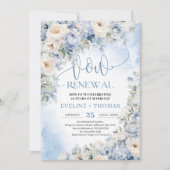 Winter Dusty Blue en Ivory Flowers gelooft vernieu Kaart (Voorkant)