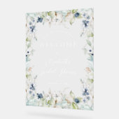 Winter Dusty Blue Floral Lijst Vrijgezellenfeest Acryl Bord (Hoek)